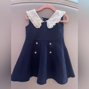 Janie and Jack Navy Dress with White Ruffled Collar